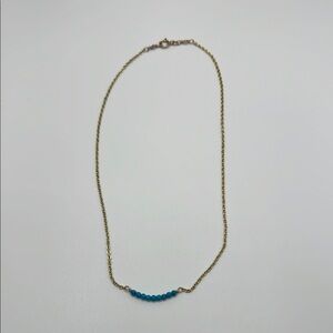 Gold and 9pcs Blue kingman turqouise beads‎ Minimalist Beaded Necklace
